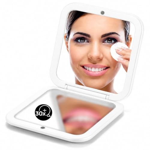 OMIRO Compact Mirror with 30X Magnification, 3.5” Small Mirror for Purse