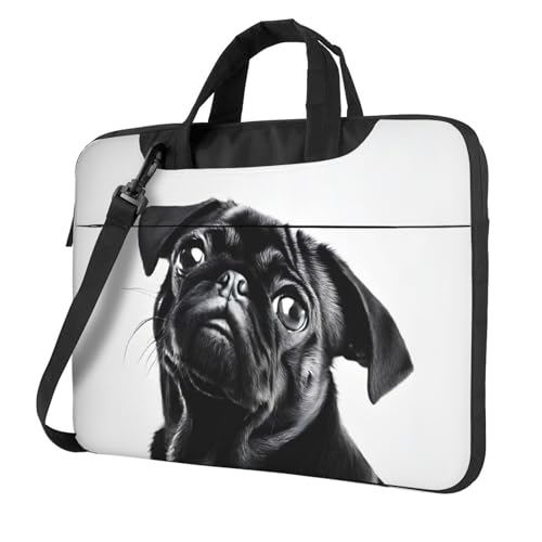 Sac à bandoulière ordinateur portable 13 pouces noir imprimé carlin