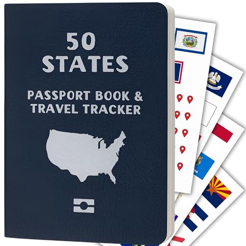 50 States Tracker & Travel Journal - Mark Off The States You've Visited with Flag Stickers and US Travel Map - Stocking Stuffer Gift for Travelers
