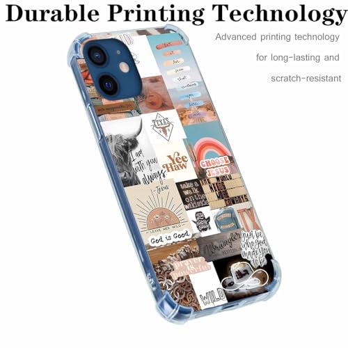 AOSSXIN Jesus and Cowboy Case for iPhone 12,Christian Quotes and Western Wild Collage,Trendy TPU Bumper Case for iPhone 12 - image 2