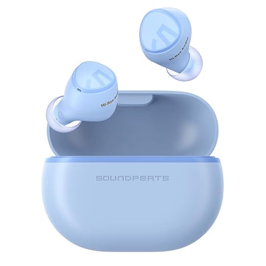 SoundPEATS Mini HS Fones de ouvido sem fio - Áudio de alta resolução com LDAC, microfone com cancelamento de ruído AI, conexão multiponto, 36 horas, fones de ouvido Bluetooth 5.3 (roxo)
