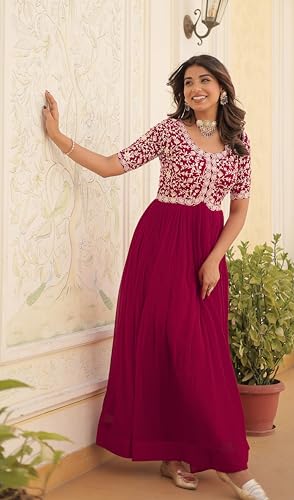Image of Fashion Basket Georgette Embroidered Anarkali Gown for Women