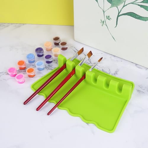 Image of Silicone Paint Brush Holder, Paint Brush Holder for Artist, 6 Slots Large Paint Brush, Rest Suitable Watercolor, Oil, Acrylic Painting Brushes Storage(1Pcs)