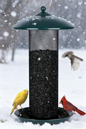 Gtongoko Finch Bird Feeders for Outdoors 2.5 LB Capacity Squirrel Proof Metal Tube Bird Feeders Thistle & Nyjer Seed Hanging Feeder, Green