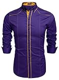 Coofandy Men's Button Down Dress Shirts Casual Slim Fit Shirts(Purple,M)