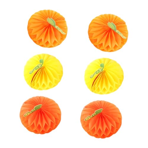 ARTSEWPLY 6 Piezas Unidades Bolas Panal Colgantes Calabaza Decorativas para Fiesta Halloween
