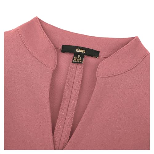 Image of Knitee Women's Vintage Ruffle Sleeve V-Neck Bodycon Evening Party Cocktail Pencil Sheath Dress