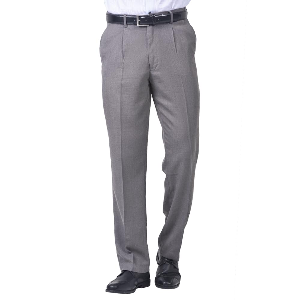 James Holton Men's Grey ’S Formal Elasticated Trousers Stretch Waist Smart Trousers For | 36 Waist And 27 Leg