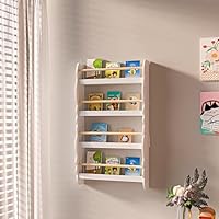 Duffy® Kids Bookcase Wall Shelf, Children's Bookshelf Storage Display Rack, Wooden Book Organizer for Children's Room (White-4 Tier, 60x98CM)