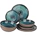 Melamin bruchfest Campinggeschirr 4 Personen 12 Teile aus jeweils 4x Teller, Dessertteller und Schalen/Schüsseln spülmaschinengeeignet in Tonoptik Geschirr Essgeschirr Geschirrset für Picknick Kinder