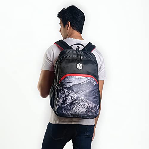 Image of Montana 39 Ltrs School Laptop Backpack (Black-Red), One Size (LBPMNTNA0109)