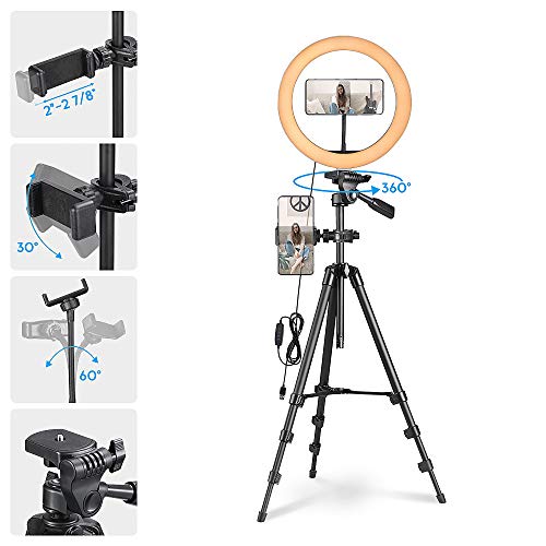 Aw 12Inch Led Ring Light Buckle Tripod 4 Kinds Of Transform Stand 5800K Dimmable With 2 Phone Holder Remote Control For Selfie Tiktok Livesteam Makeup Portrait #TOP4