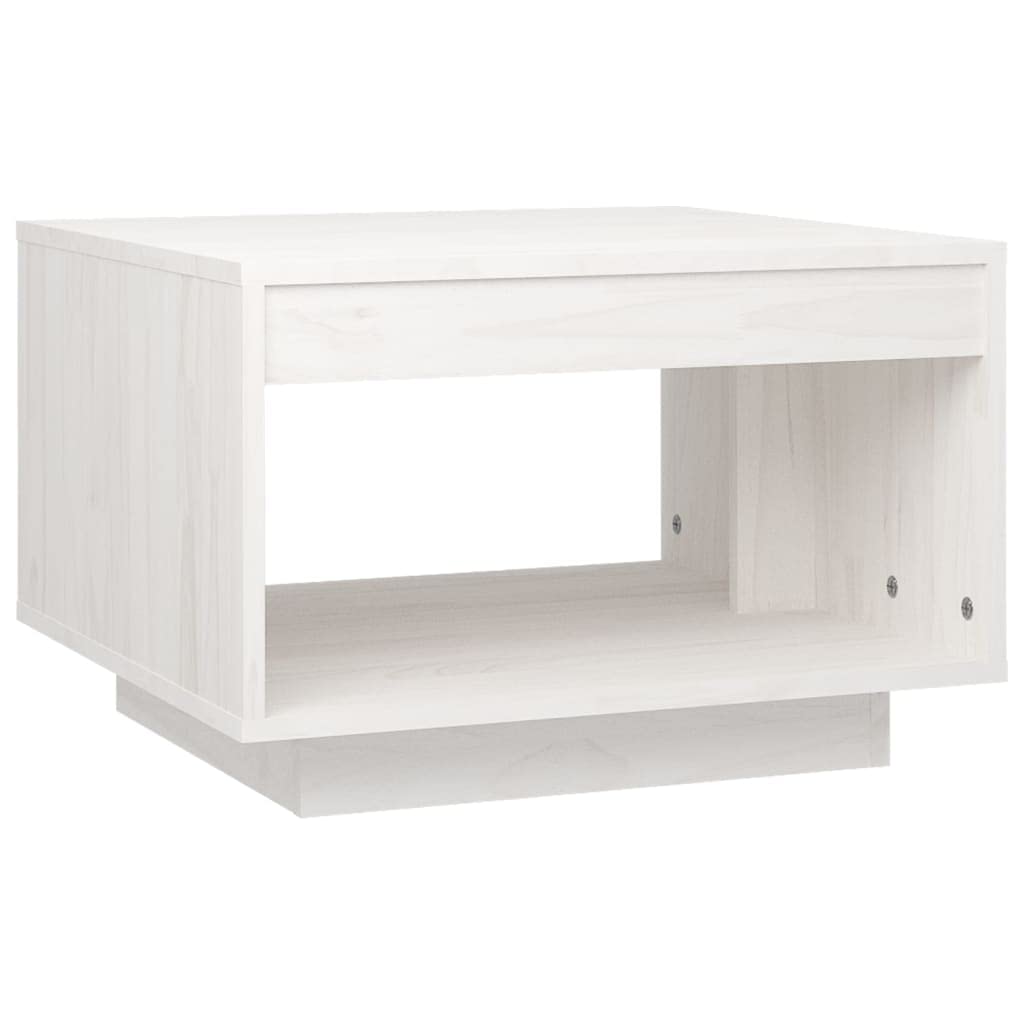 Table basse blanc 50x50 cm avec étagère rangement bout de canapé