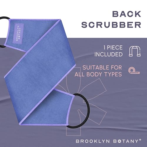 Image of Brooklyn Botany Exfoliating Back Scrubber for Shower and Bath with Handles - Heavy Duty Exfoliating Body Scrubber for Massage and Dead Skin Remover for Body - 32.5 inch x 5 inch