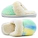 techcity Boys Girls House Fuzzy Slippers Fluffy Furry Memory Foam Indoor Home Bedroom Shoes Color Block Warm Close Toe Fur Slides