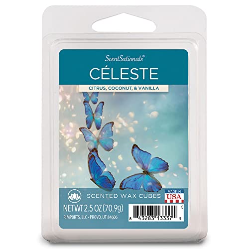 Scentsationals Scented Wax Cubes - Spring Fragrance Wax Melts Pack, Electric Home Warmer Tart, Wickless Candle Bar Air Freshener, Spa Aroma Decor Gift - 2.5 oz (Celeste)