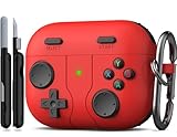 R-fun per AirPods Pro 3 con kit di pulizia, design classico per console di gioco portatile, Silicone pelle morbida compatibile con cover Apple AirPods Pro 3, custodia di ricarica, Rosso