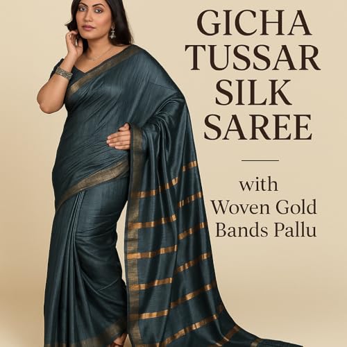 Bengal looms India Weaves of Elegance gold tussar silk saree in tussar silk – image 3