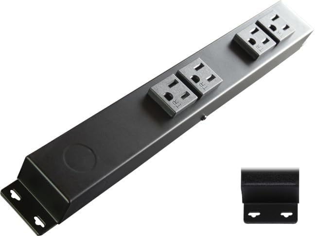 X1 12" Hardwired Power Strip, 4 Vertical Tamper Resistant Outlets (NEMA 5-15R), Mountable with Ears on Both Ends