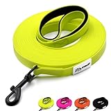 Miauff Schleppleine für Hunde, Gummiert & Wasserdicht, Robuste Trainingsleine mit Handschlaufe & Karabiner für Große bis Kleine Hunde (gelb, 5m)