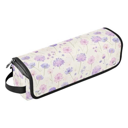 Bolsa de Viaje para Herramientas de Cabello con Flores Rosas Moradas, con Almohadilla Resistente al Calor y Accesorios Desmontables para Plancha, Alisadores y Rizadoras