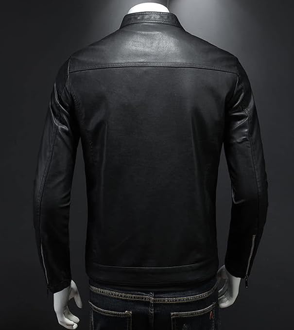 Mens Faux Leather Motorcycle Jackets Stylish Casual Leather Biker Jackets Lightweight Slim Fit Zip Up Coat Outwear4