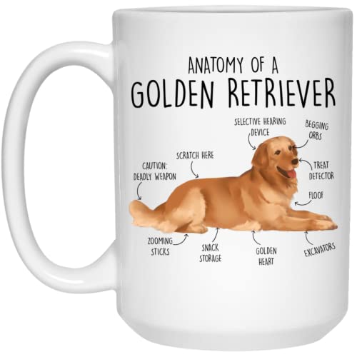 GreenStar Gifts Funny Golden Retriever Coffee Mug, Cute Golden Retriver Gift, Dog Lover, Gift For Her, Him, Golden Retriever Mom, Dad, Anatomy, Birthday 11oz, White (MUG-PKMXFKEDN3-11oz)