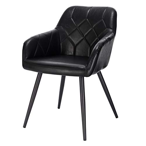 EUGAD Pack de 1 Sillas de Comedor Vintage Diseño de Cuero Sintético Sillas Nórdicas Moderna Silla de Cocina Salón Dormitorio Conferencia Negro