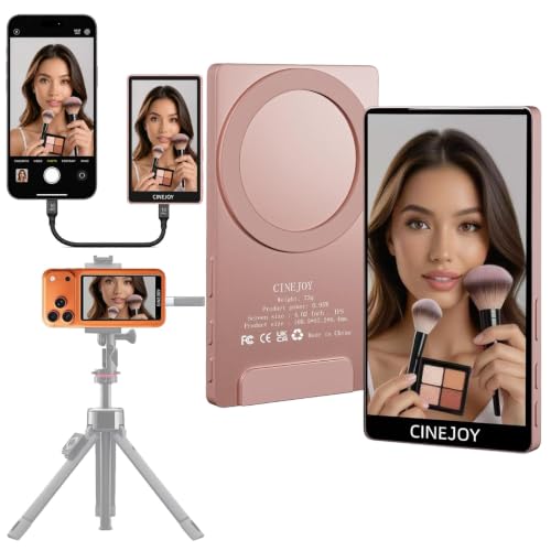 Image of EACHSHOT CineJoy M2 Vlog Selfie Monitor Screen for iPhone 15 and Above Series,4K 120fps Magnetic Back Camera Monitor with Mic Port for Live Streaming,TikTok (4.02 inch Pink)