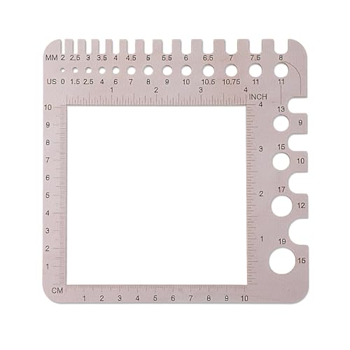 JJUNW Wood Knitting Needle Gauge and Measuring Tool