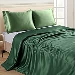 NSGZ Satin Duvet Cover for Weighted Blanket, 60x80, 8 Ties, Dark Green | 8 Ties And Zipper For Secure Fit, Cooling Satin Gentle On Skin, Machine Washable, Fits 48x72 And 60x80 Weighted Blankets