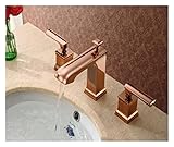 Grifos táctiles SJFJJKD Basin s America Style Latón Baño Lavabo de 8\' Mezclador de Lavabo de baño Generalizado de 3 Orificios (Oro Rosa) Friendship Years
