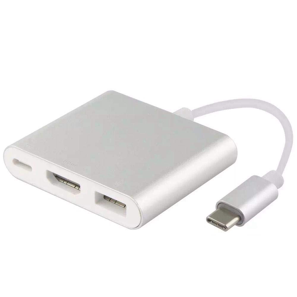 OOOUSEUSB C to HDMI Multiport Adapter, USB 3.0 Type C to HDMI 4K Multiport AV Converter with USB 3.0 Port and USB-C Fast Charging Port for MacBook Chromebook Pixel Samsung Galaxy Note 9 and More