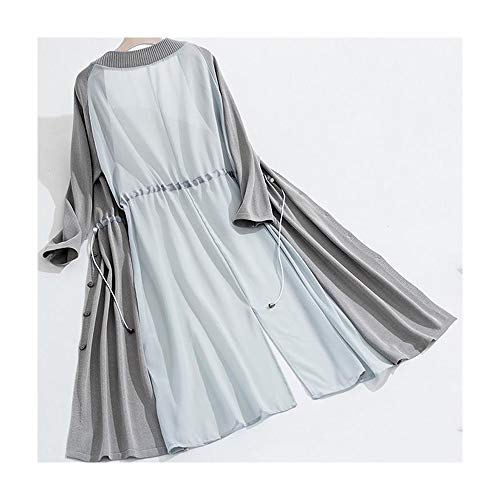 Bademode Damen Strickjacke Mantel Lange Chiffon Zauber Split Gabel Kordelzug lose Wilde Klimaanlage Shirt Ice Silk Sweater Bikinis (Farbe : Light