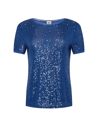 Tee-shirt en maille à paillettes pour femme look casual chic quotidien moderne