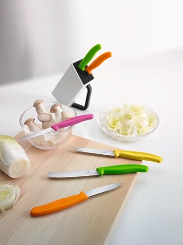 Foto von Victorinox Swiss Classic, Frühstücksmesser, Brötchenmesser, Scharfe Klinge, Wellenschliff, 11 cm, Kunststoffgriff, Rostfreier Stahl, Set 2teilig, Grün