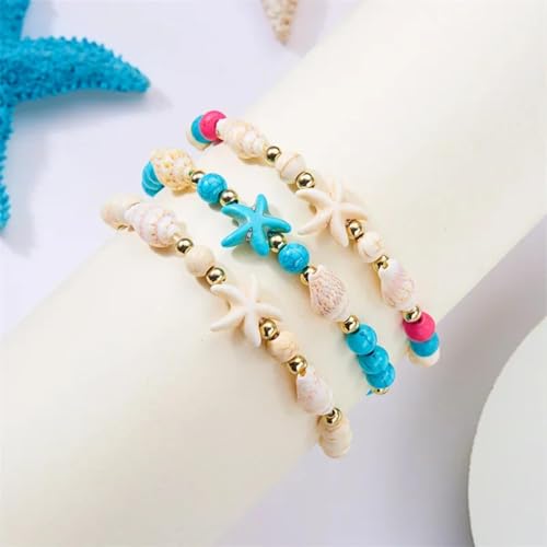 Bracelet en perles de cristal bohème avec coquille et étoile de mer pour femme - 6
