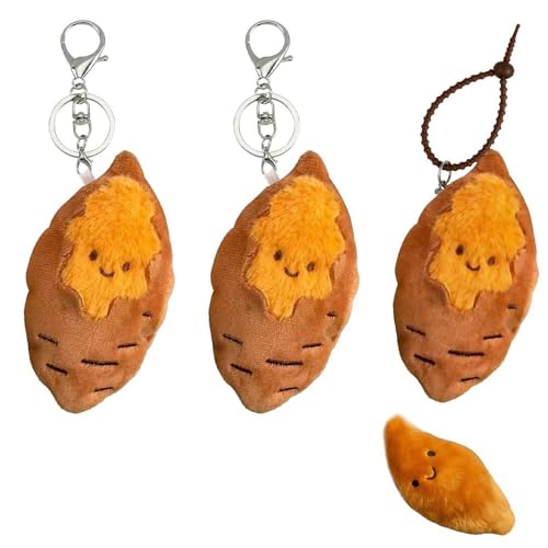 Havunori 3 Pack Cute Plush Keychain Roasted Sweet Potato，Shellable -