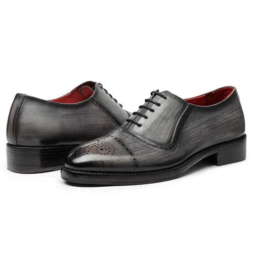 Image of Lethato Wingtip Brogue Oxford Handcrafted Men's Genuine Leather Lace up Dress Shoes