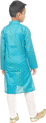Image of Regular Fit Casual & Ethnic Wear Solid Lightweight Boy's Cotton Kurta Pyjama Set