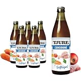 TJURE Kraftbrühe Geflügel 6 x 320ml | 5+1 Aktion | Brühe für Hunde & Katzen | Geflügelkraftbrühe ohne Zusatzstoffe | Ungefiltert | Ideal als Futter Topping & Snack | Made in Germany