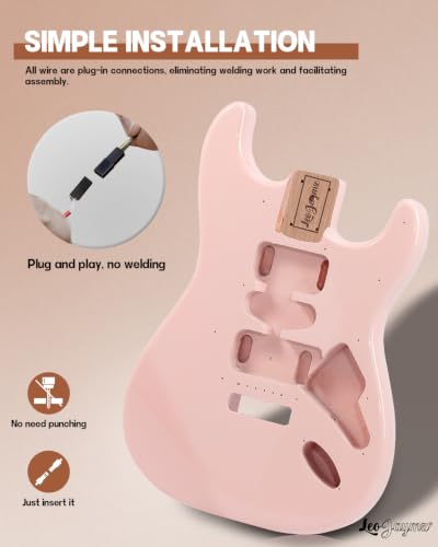 Image of Leo Jaymz DIY ST Style Electric Guitar Kits,Spray-painted Mahogany Body,Laurel Wood Fingerboard and Maple Neck, including all Components (ST-Light Pink New)