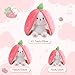 MIAODAM Bunny Stuffed Animal Reversible Cuddle Bunny Stuffed,Strawberry Bunny Transformed Rabbit Plush Zipper,Turns Into Ears Bunnies Plushies Toy Cute Stuffy Doll Easter Girlfriend Gift