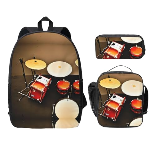 Sacs à dos imprimés EdWal noir avec sac repas isotherme et trousse scolaire secondaire