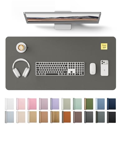 Image of YSAGi Leather Desk Protector, Office Mat, Large Mouse Mat, Non-Slip PU Leather Blotter, Laptop Pad, Waterproof Writing Pad for Office and Home (Dark Grey, 31.5 inch x 15.8 inch)