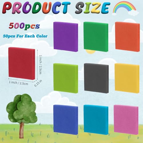 Image of Coopay 500 Pcs Foam Square Color Tiles, Math Counters, Sorting Colored Foam Squares Math Counting Manipulatives, Game Tokens, Bingo Chips, Classroom Crafts for Kids Learning Development Toys