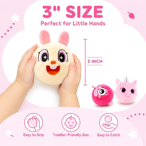 U&C Planet 3er Set Bouncyballs Sprungball mit Plüsch Springbälle mit Einhorn, Hase, Monster DesignWeich & Super Sprungkraft (bis zu 3m) Outdoor Spielzeug Geschenk für Kinder Jungen Mädchen ab 3 Jahre