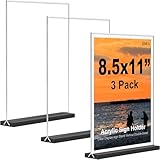 JDEA Acrylic Sign Holder with Black Base Desktop Display Holder for Homes Restaurants Offices Shops (3 Pack)