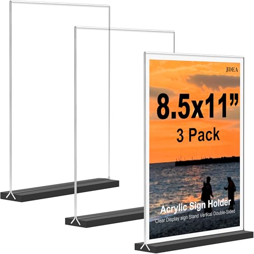 JDEA Acrylic Sign Holder with Black Base Desktop Display Holder