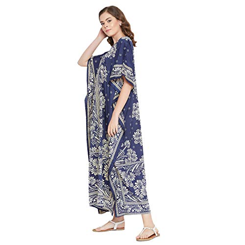 Image of Oussum Women Polyester Casual Long Plus Size Beach Caftan Cover Up Maxi Dress 1X-3X Summer Kaftan Dresses for Women